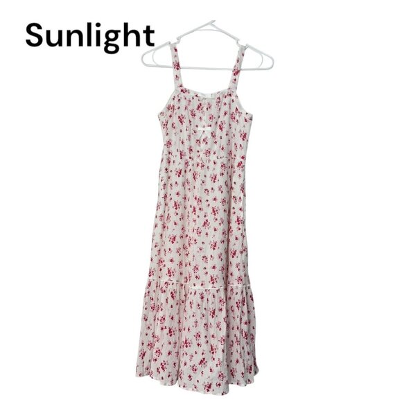 Abercrombie Kids Pink Floral Tiered Summer Dress SZ 11/12 Crinkle Fabric Lined - Picture 1 of 9